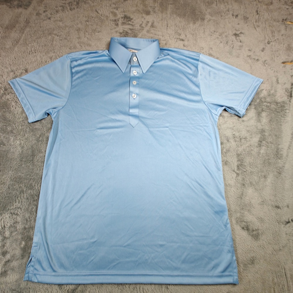 Collars & Co. Dress Collar Polo Mens Small Light Blue Performance Short Sleeve